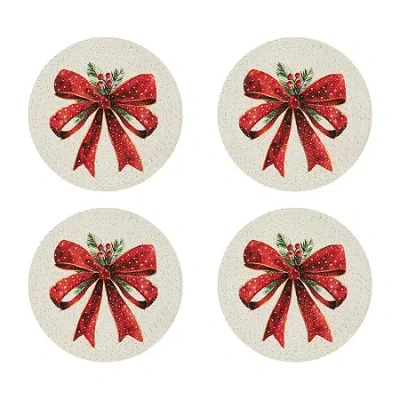 Avanti Christmas Ribbon 4-pc.placemat In Sand