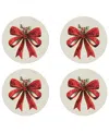 Avanti Christmas Ribbon Round Braided Placemats, Set Of 4 In Multi