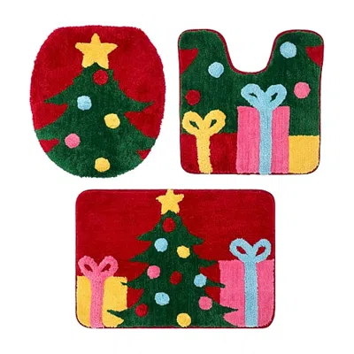 Avanti Christmas Tree 3-pc. Bath Rug Set In Red