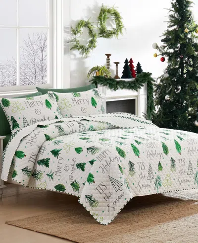 Avanti Christmas Trees Reversible 2-pc. Quilt Set, Twin In Green