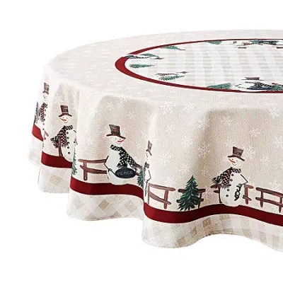 Avanti Country Snowman 70" Round Tablecloth In Sand