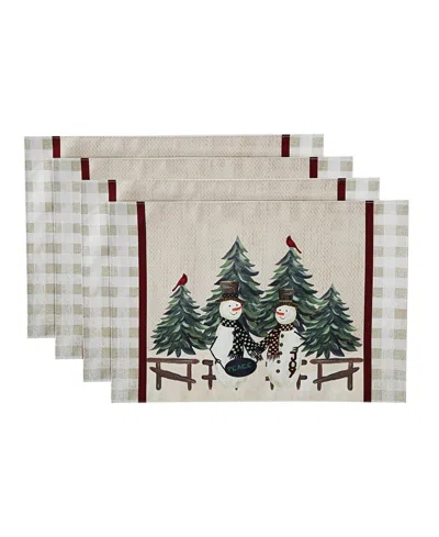 Avanti Country Snowman Polyester 4 Piece Placemat, 13" X 18'' In Multi Color