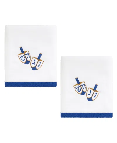 Avanti Dreidel Cotton Decorative Embroidered Hand Towel, 2-pack In Blue
