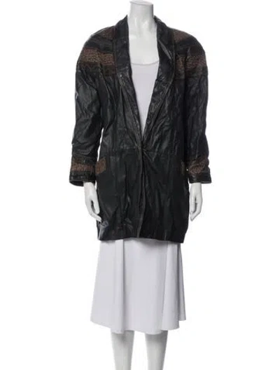 Pre-owned Avanti Faux Fur Coat In Black