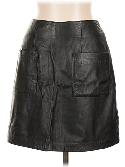 Pre-owned Avanti Faux Leather Skirt In Black