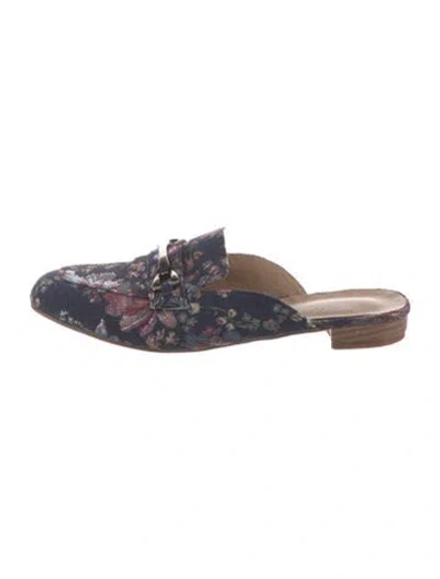Pre-owned Avanti Floral Print Mules In Blue