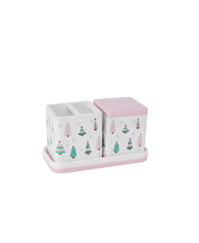 Avanti Frosted Fir 3-piece Resin Bath Accessory Set In Pink