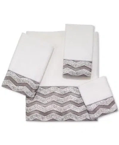 Avanti Galaxy Chevron Bordered Cotton Bath Towels In White