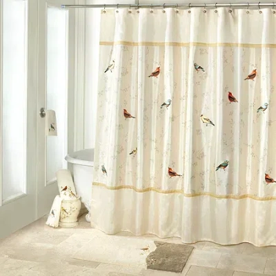 Avanti Gilded Birds Shower Curtain In Sand