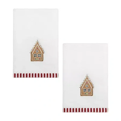 Avanti Gingerbread Man 2-pc. Embellished Fingertip Towel In White