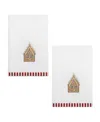 Avanti Gingerbread Man Cotton 2-pc. Fingertip Towel Set, 18" X 11" In White