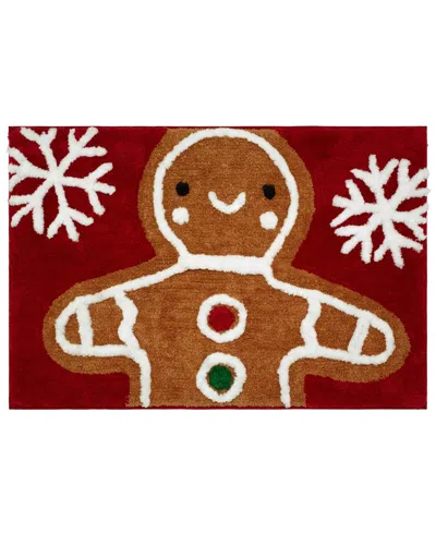 Avanti Gingerbread Man Polyester Bath Rug, 30" X 20" In Multi