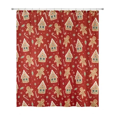 Avanti Gingerbread Man Shower Curtain In Red