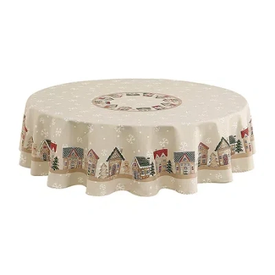 Avanti Gingerbread Village Holiday Round Tablecloth In Sand