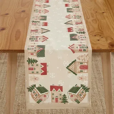 Avanti Gingerbread Village Holiday Table Runner In Sand