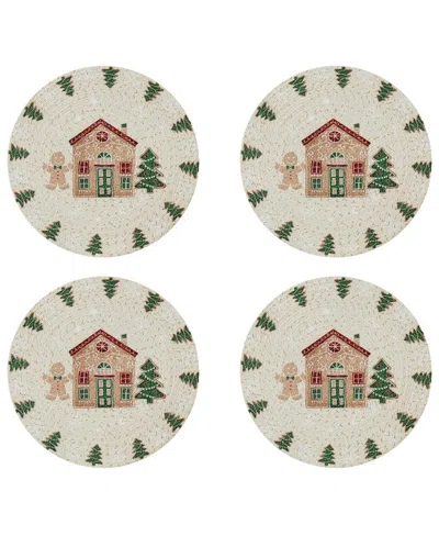 Avanti Gingerbread Village Round Braided Placemats, Set Of 4 In Multi