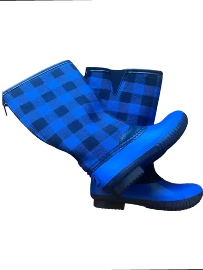 Avanti Girls Plaid Boots In Blue