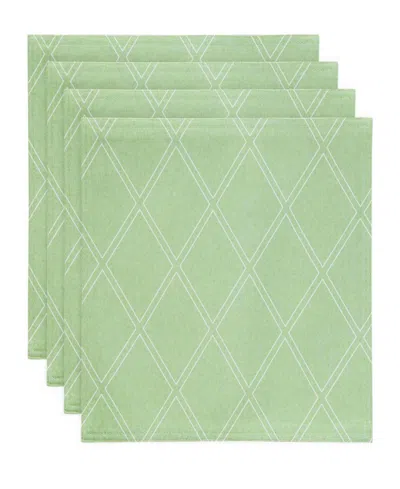 Avanti Harbor Trellis Water-resistant Indoor And Outdoor Placemats, Set Of 4, 13" X 19" In Seafoam