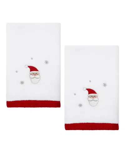 Avanti Ho Ho Ho Cotton Fingertip Towel, 18" X 11" In White