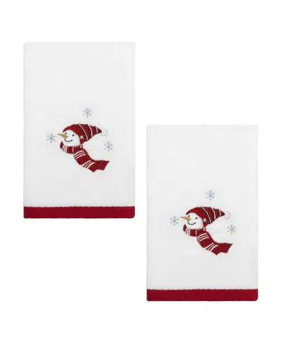Avanti Holiday Cheer Cotton 2-pc. Fingertip Towel Set, 18" X 11" In White