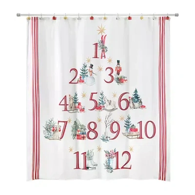 Avanti Holiday Countdown Shower Curtain In Red