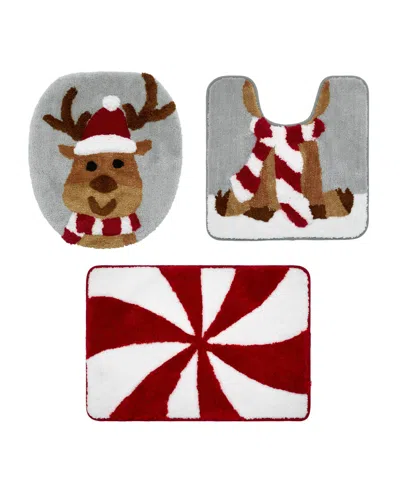 Avanti Holiday Reindeer 3-pc. Polyester Bath Rug Set In Multi