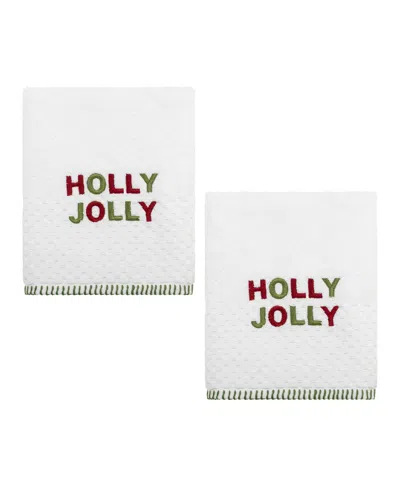 Avanti Holly Jolly Cotton 2-pc. Hand Towel Set, 28" X 16 In White