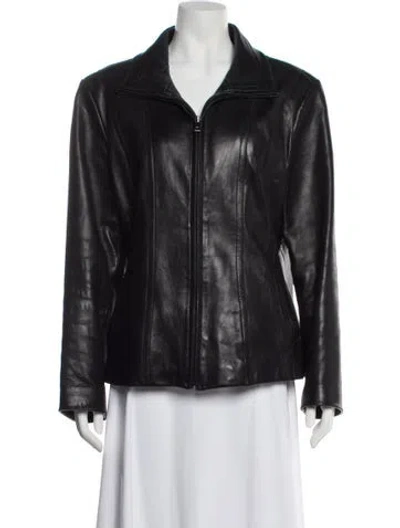 Pre-owned Avanti Leather Biker Jacket In Black