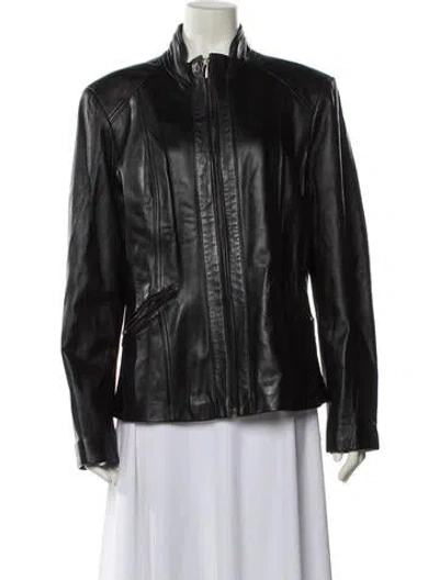 Pre-owned Avanti Leather Biker Jacket In Black