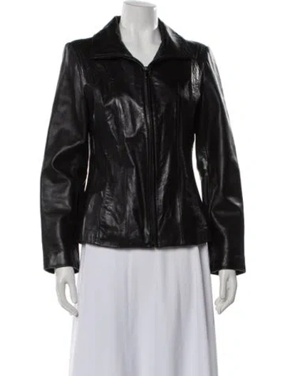 Pre-owned Avanti Leather Biker Jacket In Black