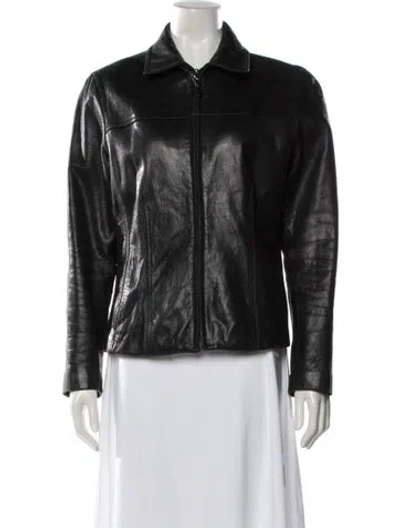 Pre-owned Avanti Leather Biker Jacket In Black
