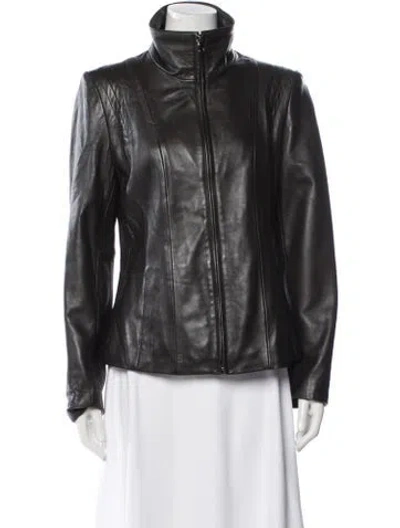 Pre-owned Avanti Leather Biker Jacket In Black