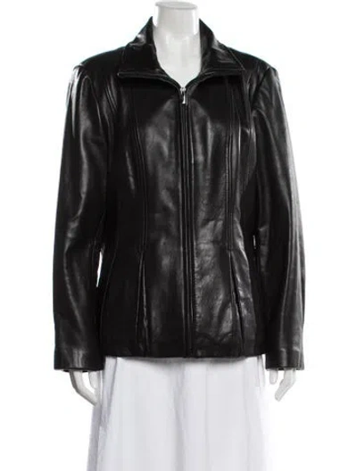 Pre-owned Avanti Leather Biker Jacket In Black