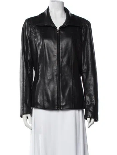 Pre-owned Avanti Leather Biker Jacket In Black