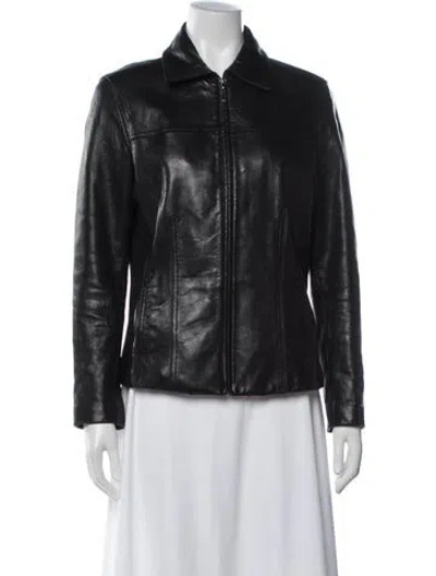 Pre-owned Avanti Leather Biker Jacket In Black
