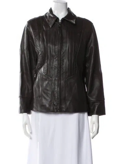 Pre-owned Avanti Leather Biker Jacket In Brown