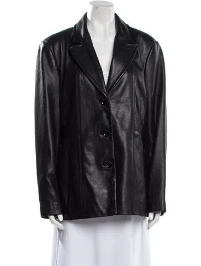Pre-owned Avanti Leather Blazer In Black