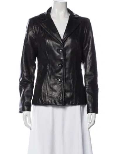 Pre-owned Avanti Leather Blazer In Gray
