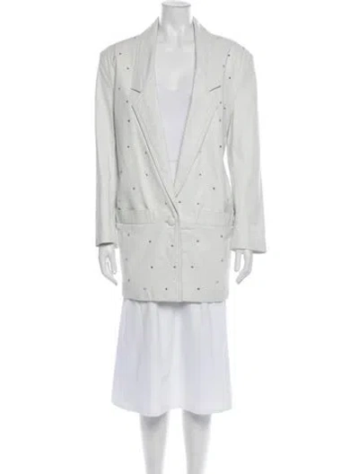Pre-owned Avanti Leather Blazer In White