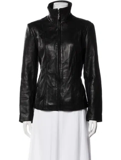 Pre-owned Avanti Leather Coat In Black