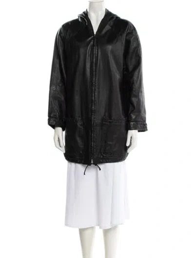 Pre-owned Avanti Leather Coat In Gray