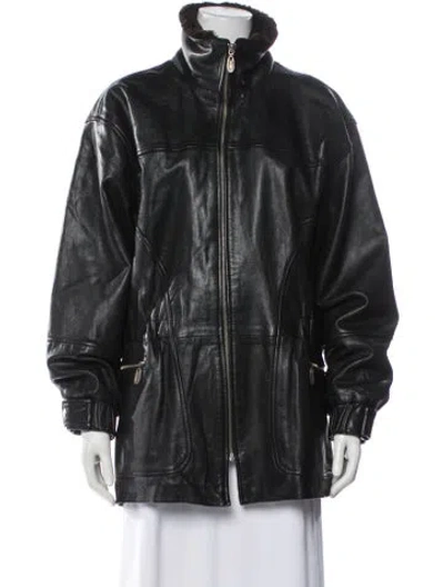 Pre-owned Avanti Leather Coat In Gray