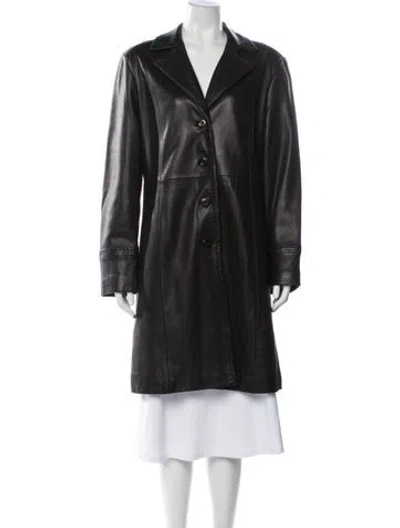Pre-owned Avanti Leather Coat In Gray