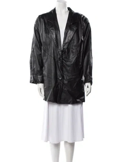 Pre-owned Avanti Leather Faux Fur Coat In Black