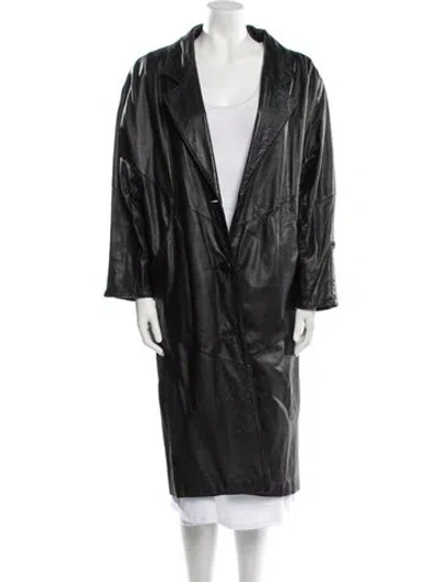 Pre-owned Avanti Leather Faux Fur Coat In Black