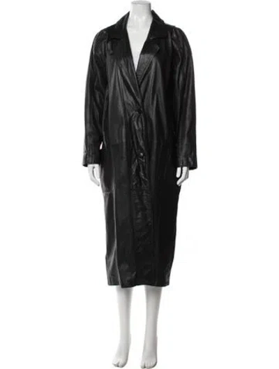 Pre-owned Avanti Leather Faux Fur Coat In Black