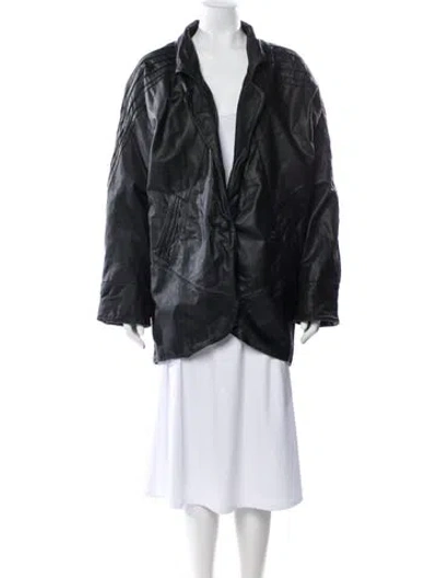 Pre-owned Avanti Leather Faux Fur Coat In Gray