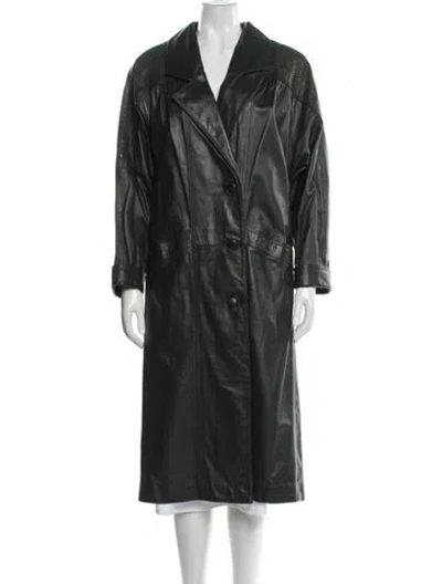 Pre-owned Avanti Leather Faux Fur Coat In Green