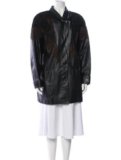 Pre-owned Avanti Leather Faux Fur Jacket In Black