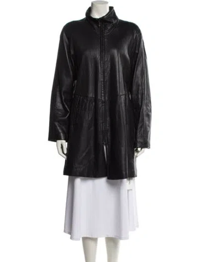 Pre-owned Avanti Leather Faux Fur Jacket In Black